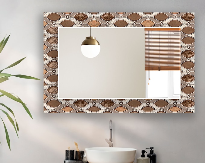 Large Wall Mirror for Bathroom-Asymmetrical Mirror Wall Decor for Bedroom-Bathroom Mirror for Vanities-Tempered Glass Frameless Mirror Gift
