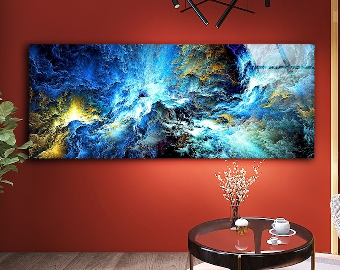Tempered Glass Wall Art-Panoramic Wall Art-Wall Decor--Glass Printing-Extra Large Wall Art-Wall Hangings–Mega Size Panoramic Print- blue