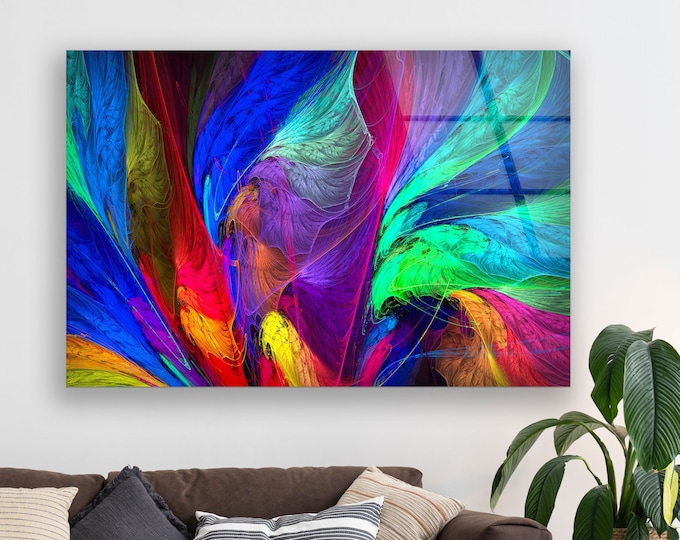 Glass Wall Art -Oversized office Wall Decor-Abstract Art-Fractal And Cool Wall Hanging- Extra Large Wall Art -