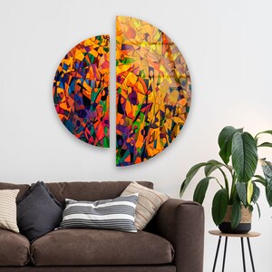 Tempered Glass Wall Art Set of D Circle Glass Wall Art-Circular Wall Art Geometric -Living Room Decor-Large Wall Art- Flower