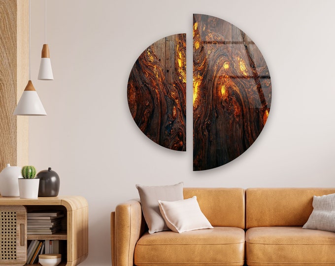 Tempered Glass Wall Art-Circle D Glass -Panoramic Wall Art-Extra Large Wall Art-Large Wall Decor-Gallery Wall Set- Wood Picture