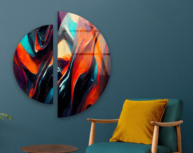 Tempered Glass Wall Art - D Circle Wall Art-Panoramic Wall Art-Extra Large Wall Art-Large Wall Decor-Gallery Wall Set- Abstract Wall Art