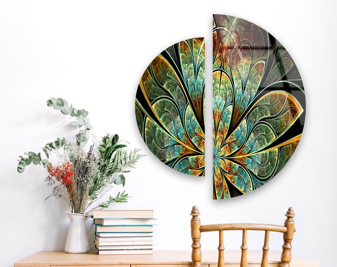 Tempered Glass Wall Art Set of D Circle Glass Wall Art-Circular Wall Art Geometric -Living Room Decor-Large Wall Art- Abstract