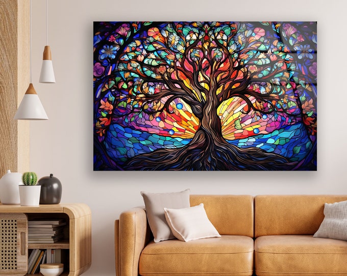 Glass Wall Art -Oversized office Wall Decor-Abstract Art-Fractal And Cool Wall Hanging- Extra Large Wall Art - Flowers