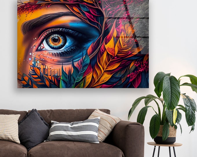 Glass Printing Wall Art-Large Wall Decor Living Room-UV Painted Glass Wall Art- Natural And Vivid Wall -Modern Fractal Wall Art