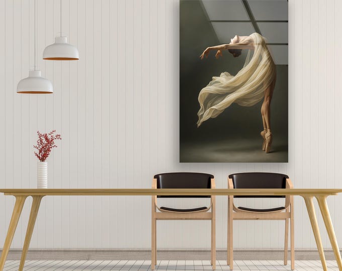 Tempered Glass  Ballerina Wall Art – Elegant Abstract Dance Figure on Tempered Glass