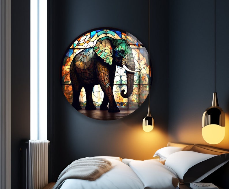 Tempered Glass Wall Artelephant Wall Decorwall Hanginglarge Wall Art