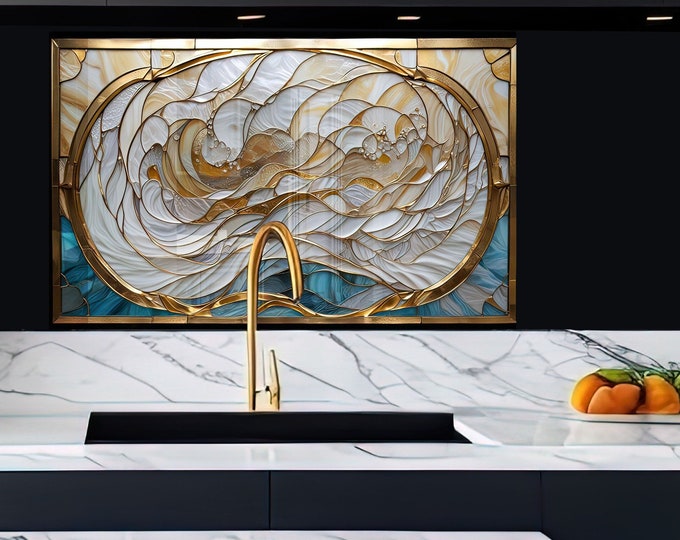 Tempered Glass Backsplash Gold Marble Backsplash Tiles-White Backsplash for Kitchen Splashback for Stove Back Cover-white Marble Tiles