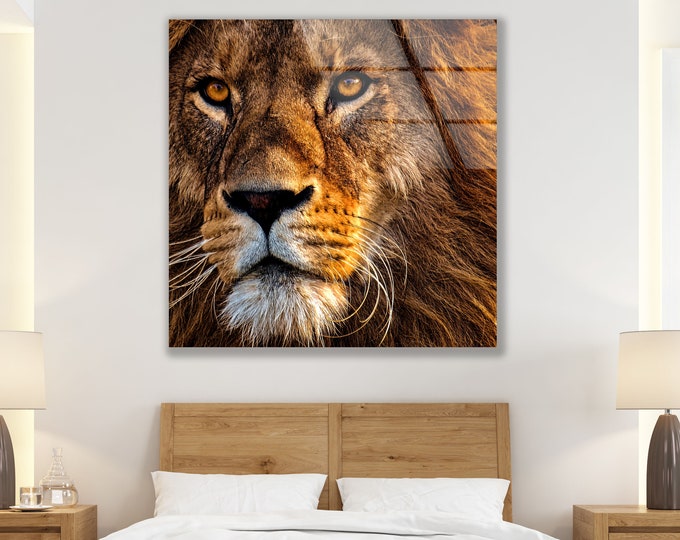 Tempered Glass Wall Art-Wall Decor--Glass Printing-Large Wall Art-Wall Hangings-Animal Wall Art-Lion Wall Art-Wild Life Wall Art
