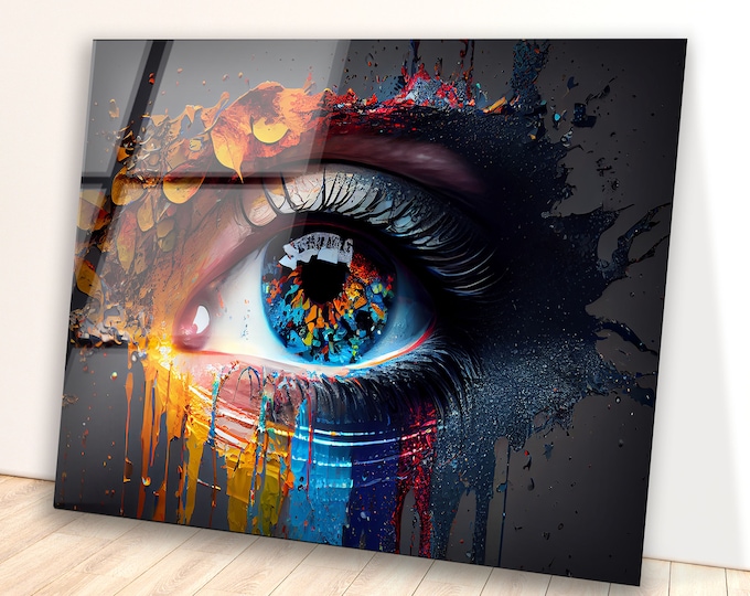 Tempered Glass Printing Wall Art-Large Wall Decor Living Room-UV Painted Glass Wall Art-Cool Eye Printing Wall Art-The Eye Abstract Wall Art