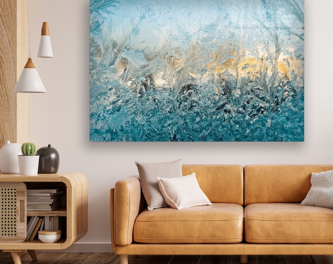 Tempered Glass Wall Art-Blue Wall Art - Wall Decor-Glass Printing -Large Wall Art-Wall Hangings-Stained Window Decor