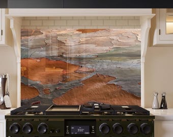 Tempered Glass Backsplash Tiles-Stove Backsplash for Kitchen Splashback Stove Back Cover-Sink Splashback Tile-Cooker Wall Copper Backsplash