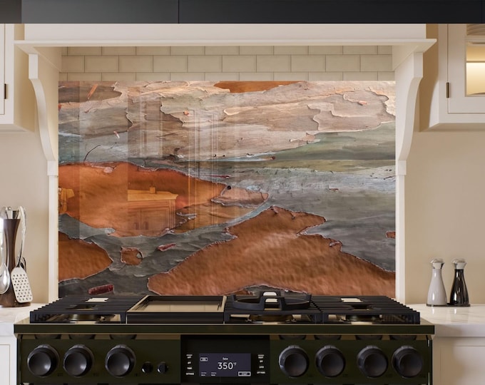 Tempered Glass Backsplash Tiles-Stove Backsplash for Kitchen Splashback Stove Back Cover-Sink Splashback Tile-Cooker Wall Copper Backsplash