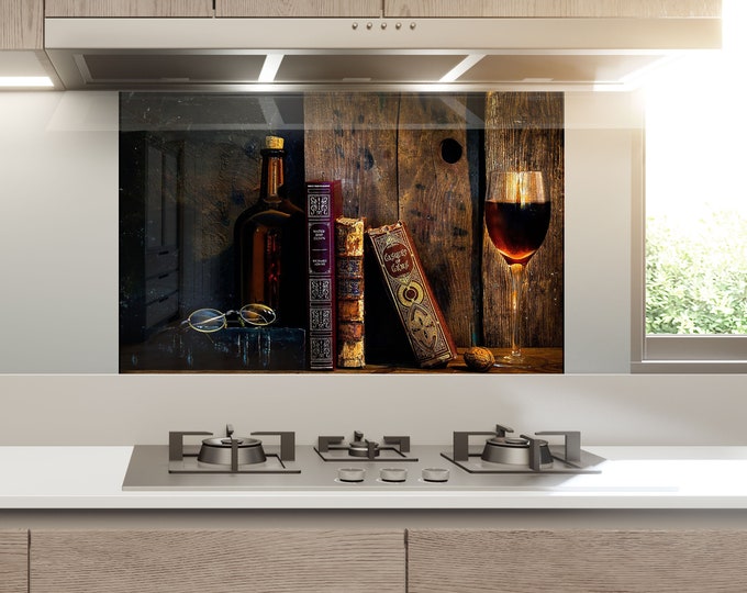 Abstract Backsplash Tile-Solid Tempered Glass Wall Protection-Kitchen Backsplash-Alcohol ink Splashback Kitchen Decor-Bathroom Backsplash