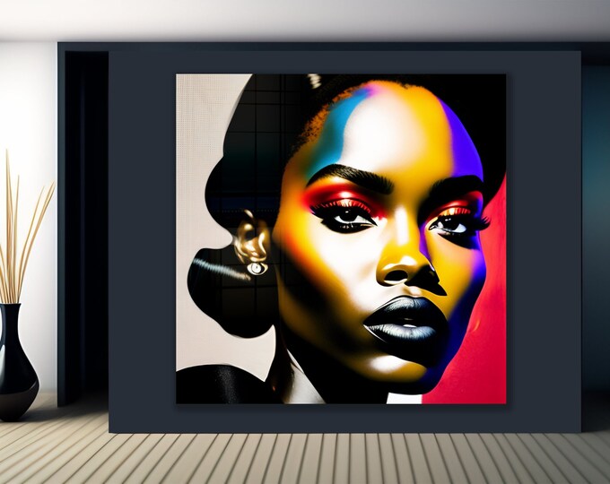 Tempered Glass Wall Art-African Woman Wall Art-Black Woman Wall Art-Gold Woman in Black Wall Art-Silver Woman Wall Art Gifts for Him