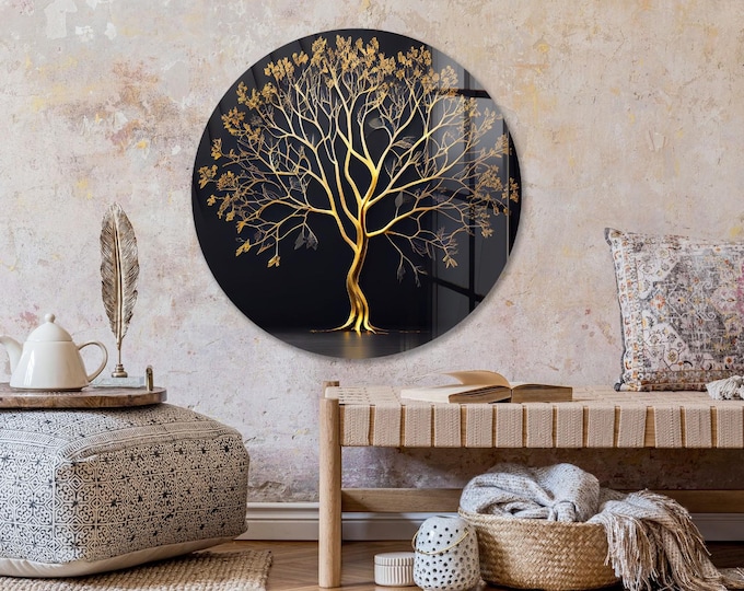Tempered Glass Wall Art-Stained Wall Art -Life of Tree Wall Decor-Glass Printing -Large Wall Art-Wall Hangings-Stained Window Decor
