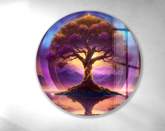 Tempered Glass Wall Art-Stained Wall Art -Life of Tree Wall Decor-Glass Printing -Large Wall Art-Wall Hangings-Stained Window Decor