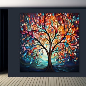 Tempered Glass Wall Art-Stained Wall Art -Life of Tree Wall Decor-Glass Printing -Large Wall Art-Wall Hangings-Stained Window Decor