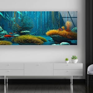 Tempered Glass Art-Glass Printing Art-Tempered Glass Wall Art-Glass Wall Decor-Aquarium wall art-Aquarium decor-Deep sea Fish wall art