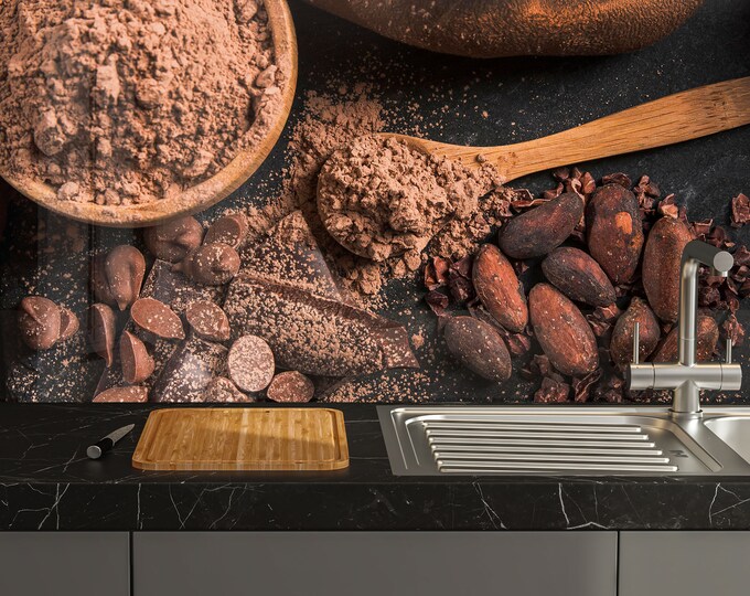 Tempered Glass Herbs Backsplash Design-Cooker Wall Backsplash Panel-Glass Splashback For Kitchen Panel Design- ChocolateSplashback