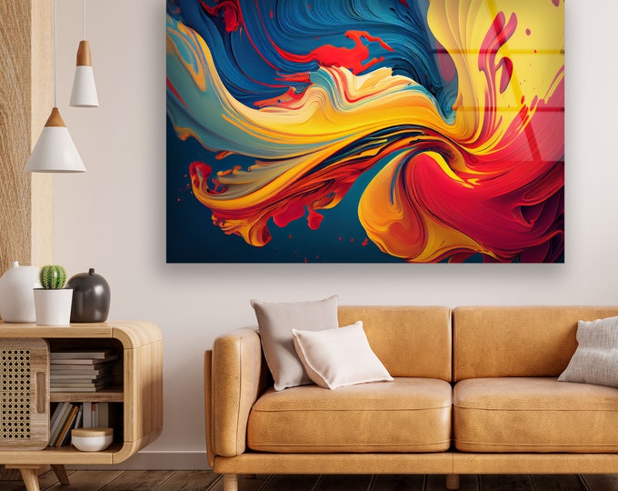 Tempered Panoramic Glass Wall Art Extra Large Wall Art Abstract Wall Hangings Mega Size Wall Decor For,Home Decor,Housewarming,New Home Gift