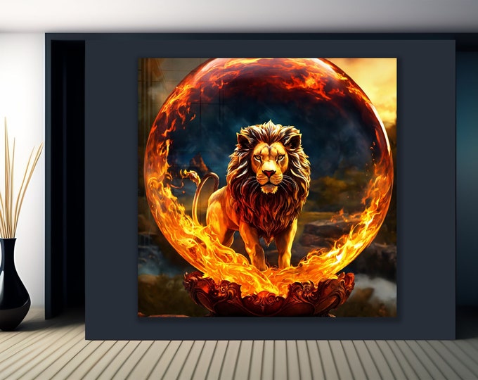 Tempered Glass Wall Art-Stained Wall Art -Lion Wall Decor-Glass Printing -Large Wall Art-Wall Hangings-Stained Window Decor