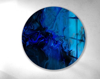 Tempered Glass Framed Wall Art--Circle Wall Decor-Wall Hanging-Large Wall Art-Glass Printing-Glass Wall Art-Alcohol ink Wall Art