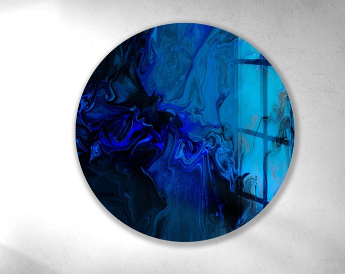 Tempered Glass Framed Wall Art--Circle Wall Decor-Wall Hanging-Large Wall Art-Glass Printing-Glass Wall Art-Alcohol ink Wall Art