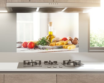 Kitchen Glass Splashback-Tempered Glass Backsplash Tile Kitchen Backsplash Tiles-Cooker Panel Waterproof-Modern Kitchen Wall Decor - oil