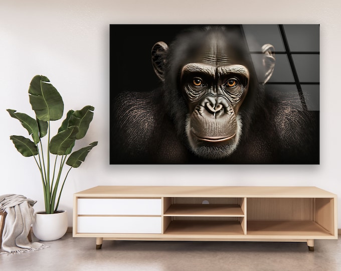 Tempered Glass Wall Art - Wall Art - Wall Decor - - Glass Printing - Large Wall Art - Wall Hangings - Monkey Headphone