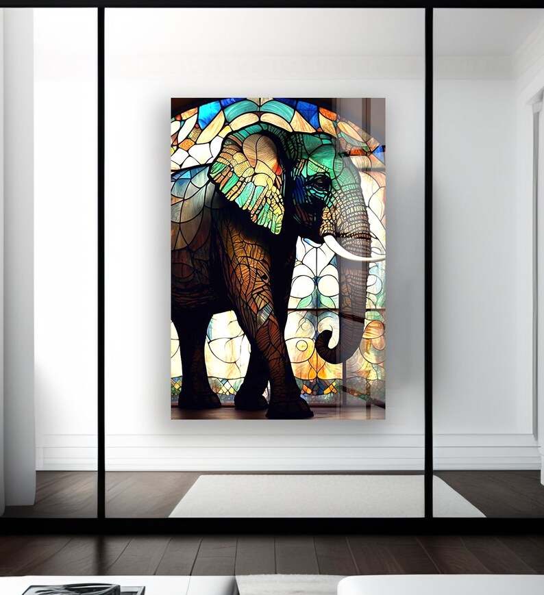 Tempered Glass Wall Artelephant Wall Decorwall Hanginglarge Wall Art