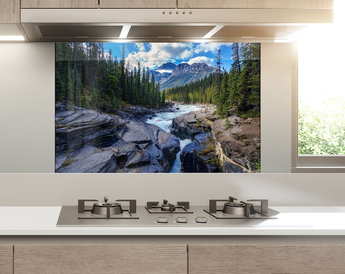 Tempered Glass Sailboat Backsplash Tile Kitchen Sailboat Splashback for Stove Back Cover-Kitchen Backsplash Tile-Sea view Backsplash