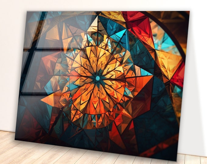 Tempered Glass Wall Art Floral Stained Wall Decor-Flower Stained Home Decor-Glass Printing-Large Wall Art Gifts for her-Stained Wall Art