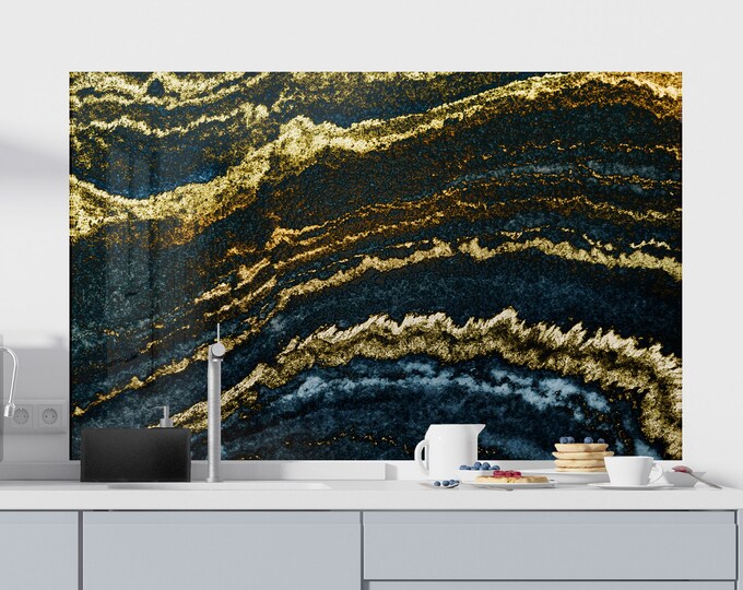 Kitchen Glass Splashback-Tempered Glass Backsplash Tile Kitchen Backsplash Tiles-Cooker Panel Waterproof-Modern Kitchen Wall Decor