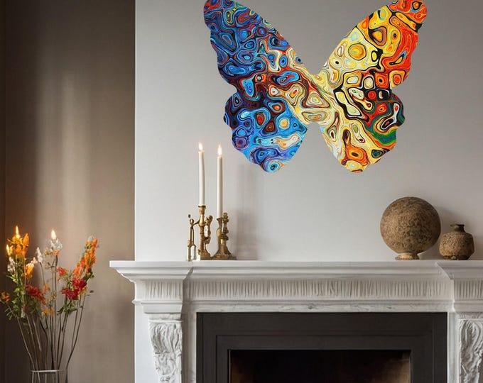 ButterflyTempered GLass - Color Splash Butterfly Wall Art – Vibrant Abstract Acrylic Style Decor