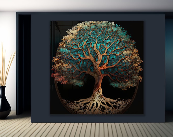 Tempered Glass Wall Art-Stained Wall Art -Life of Tree Wall Decor-Glass Printing -Large Wall Art-Wall Hangings-Stained Window Decor