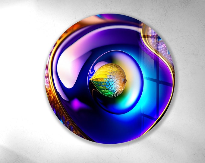 Tempered Glass Wall Art-Glass Art-Wall Decor--Glass Printing-Large Wall Art-Wall Hangings–Abstract Wall Art- Circle Glass
