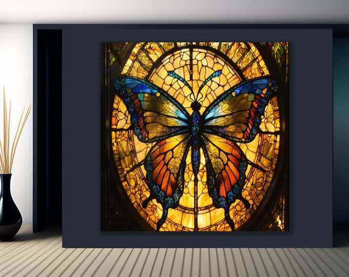 Abstract Glass Wall Art-Mega Size Glass Wall Decor-Office Wall Decor-Abstract Butterfly Wall Art-Purple Butterfly Wall Decor-Animal Wall Art