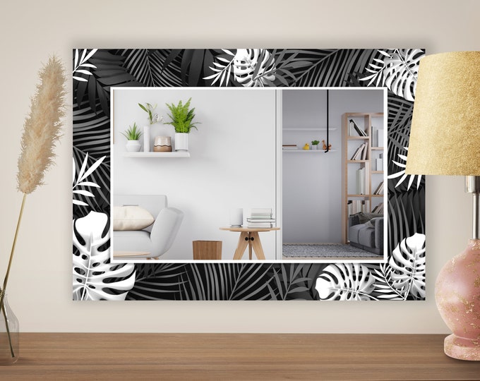Aesthetic Mirror for Bathroom, Entryway Hallway Mirror, Luxury Home Decor, Living Room Mirror, Decorative Mirror on Tempered Glass