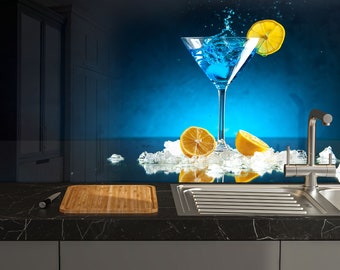 Tempered Glass Kitchen Splashback: Drink Beverage Tile, Waterproof Cooker Panel