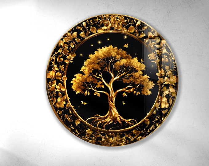 Tempered Glass Wall Art-Stained Wall Art -Life of Tree Wall Decor-Glass Printing -Large Wall Art-Wall Hangings-Stained Window Decor