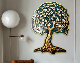 Tempered Glass Wall Art-Stained Wall Art -Life of Tree Wall Decor-Glass Printing -Large Wall Art-Wall Hangings-Stained Window Decor