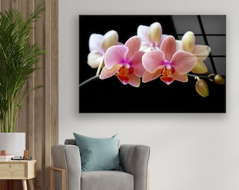 Glass Wall Art -Oversized office Wall Decor-Abstract Art-Fractal And Cool Wall Hanging- Extra Large Wall Art - Orchid