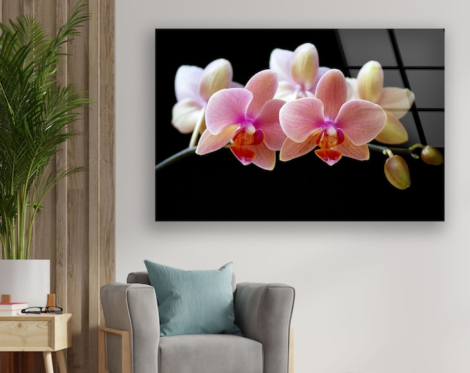 Glass Wall Art -Oversized office Wall Decor-Abstract Art-Fractal And Cool Wall Hanging- Extra Large Wall Art - Orchid