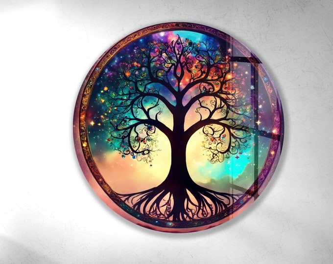 Tempered Glass Wall Art-Stained Wall Art -Life of Tree Wall Decor-Glass Printing -Large Wall Art-Wall Hangings-Stained Window Decor