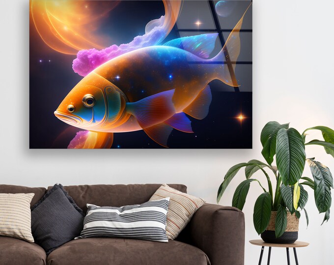 Tempered Glass Wall Art-Wall Decor--Glass Printing-Large Wall Art-Wall Hangings-Undersea Wall Art-Beach Wall Art-Fish Wall Art