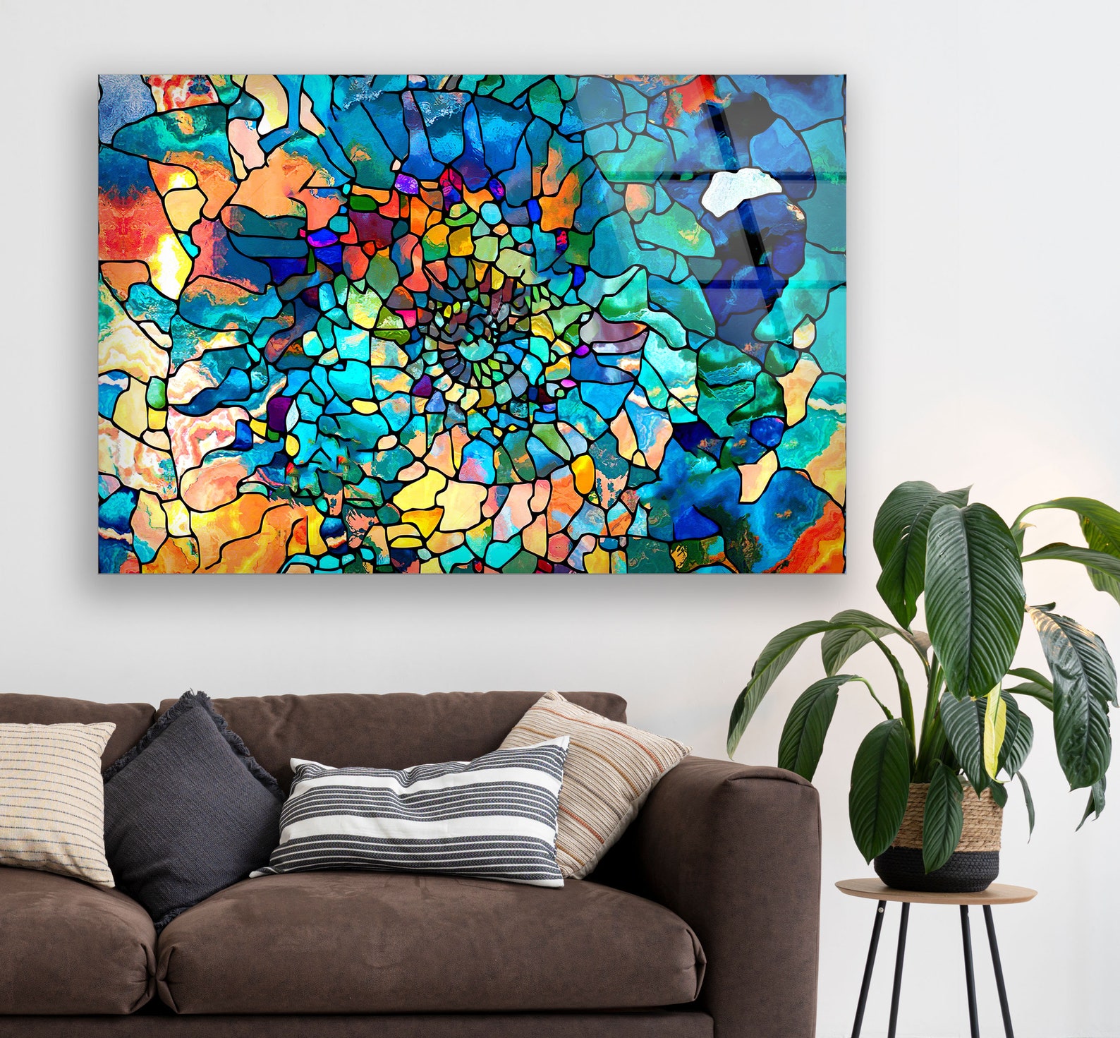 Glass Wall Art oversized Office Wall Decor Fractal Art Wall - Etsy UK