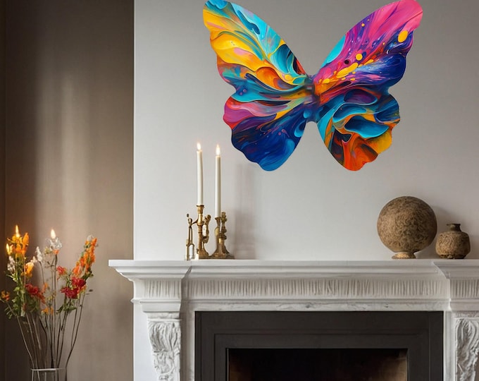ButterflyTempered GLass - Color Splash Butterfly Wall Art – Vibrant Abstract Acrylic Style Decor