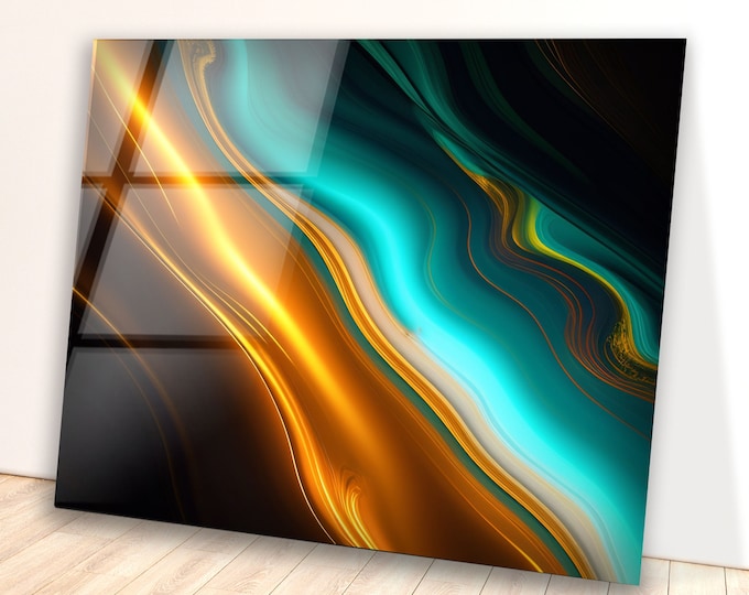 Tempered Glass Wall Art-Marble Wall Decor-Glass Printing-Wall Hangings-Abstract Wall Art-Gold Marble Wall Art Gifts for Her-Alcohol ink Art