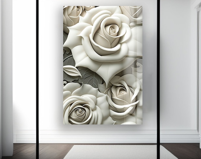 Tempered Glass Wall Art-Wall Decor--Glass Printing-Large Wall Art-Wall Hangings-Abstract Art- Flower Wall Art- Rose Wall Art